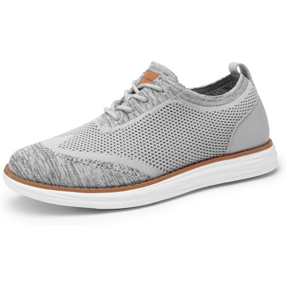 ⚡Men Grey Wave Knit Flex Breeze Mesh Oxfords Lace-Up Lightweight Walking Sneaker - Picture 1 of 9